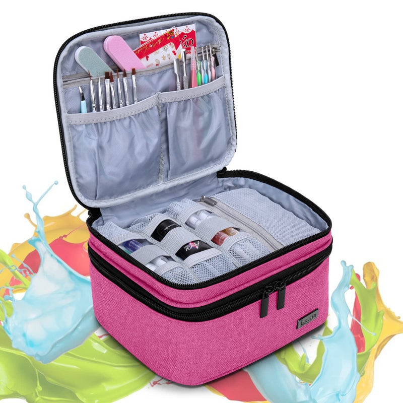 LUXJA Nail Polish Carrying Case - Holds 20 Bottles (15ml - 0.5 fl.oz), Portable Organizer Bag for Nail Polish and Manicure Set, Pink - Image 2